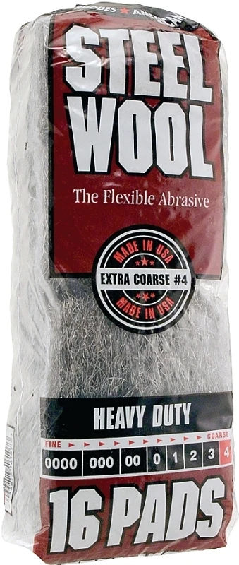 #4 Extra Coarse Steel Wool Pads 16 Pk, Model 106607-06 For Finishes & Rust