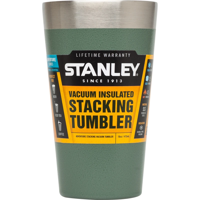 16 Oz Adventure Vacuum Cup Tumbler Stainless Steel Hammertone Green