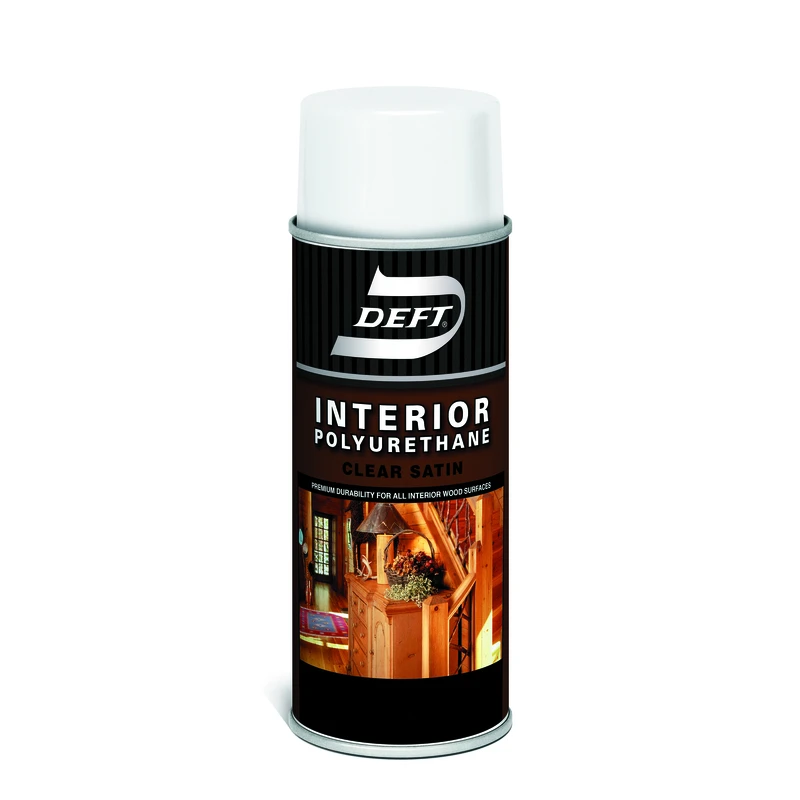 Interior Polyurethane Satin Clear Defthane Spray 11.5 Ounce For Wood Finishing
