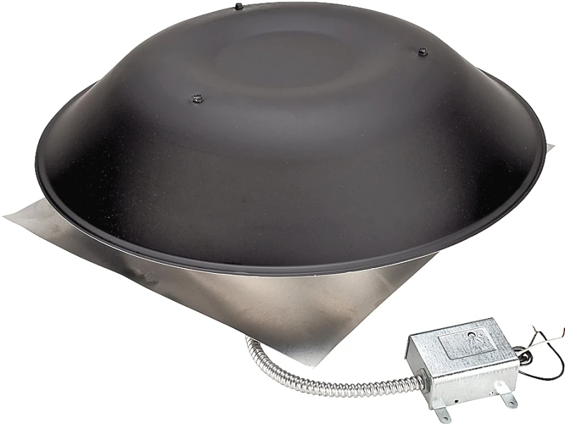 2000 Black Power Attic Vent With Adjustable Thermostat And Quiet Operation