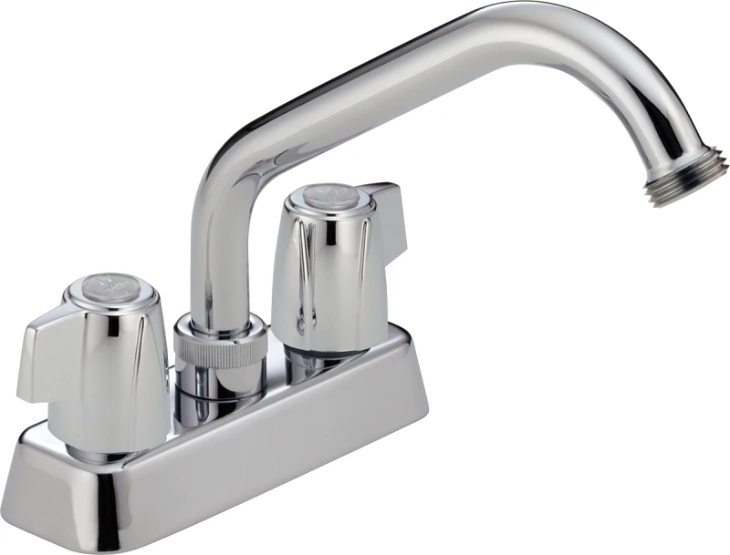 Chrome 2-handle Laundry Faucet With Threaded Spout And 4 In. Centerset