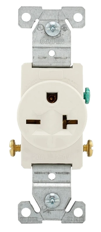 Wiring Devices 250v Light Almond Single Receptacle, 20 Amp, Nema 6-20r