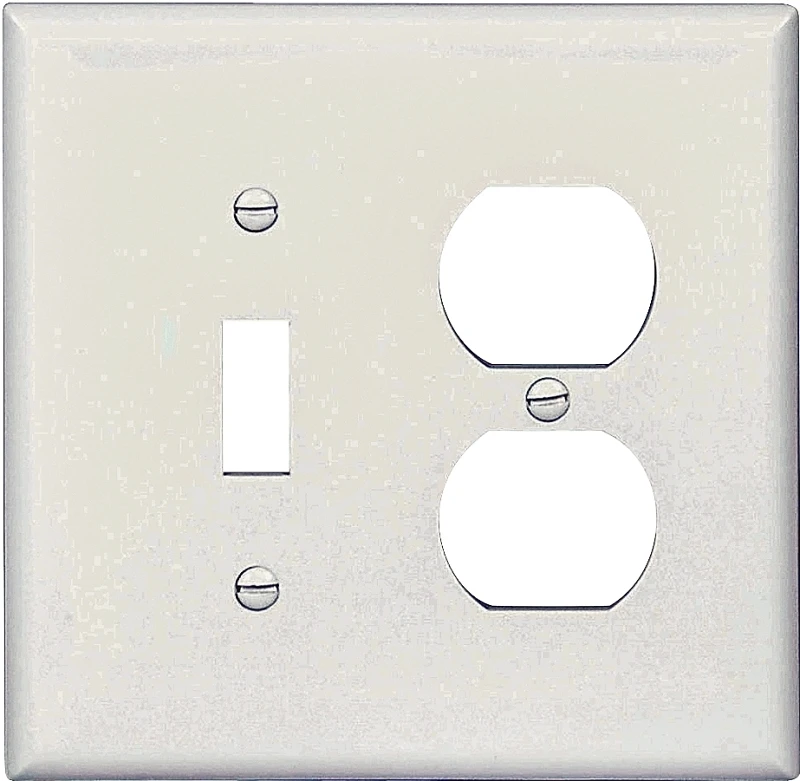 Pj18w Mid-size Combination Wall Plate, Polycarbonate, 2-gang, White