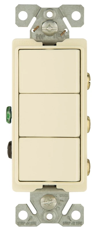 15 Amp 3-way Decorator Combination Switch And Receptacle, Light Almond