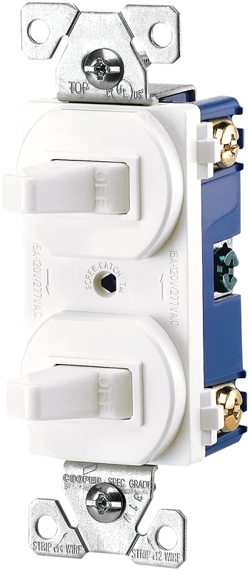 Commercial Grade 15 Amp 2-toggle Switch With Grounding Terminal, White