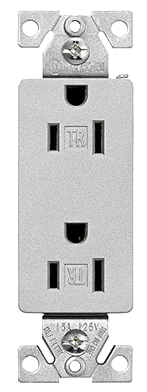 Designer Duplex Receptacle, Silver Granite, 15 Amp, Tamper-resistant