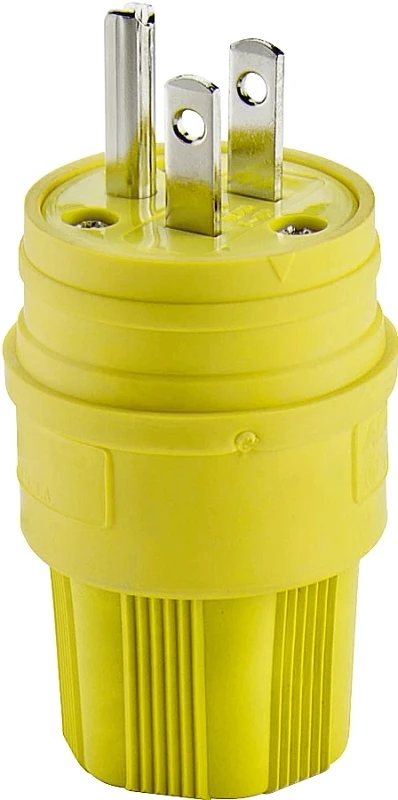 15 Amp 125-volt 2-pole 3-wire Watertight Industrial Grade Plug - Yellow