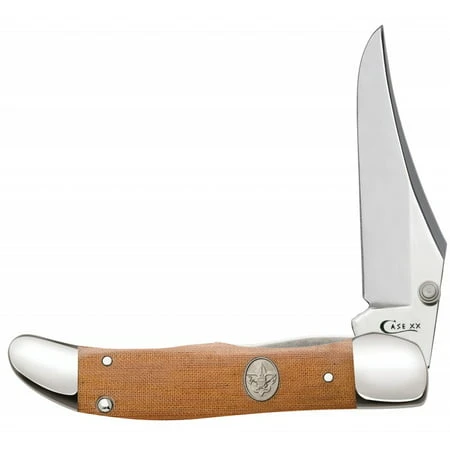 Brown Canvas Laminate Handle Kickstart One-hand Assist Folding Pocket Knife - Boy Scouts Of America®