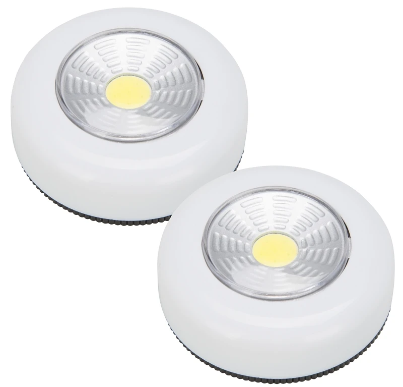 Wireless Led Puck Light Set With Adhesive Tape, 35 Lumens, 3 Hours Runtime