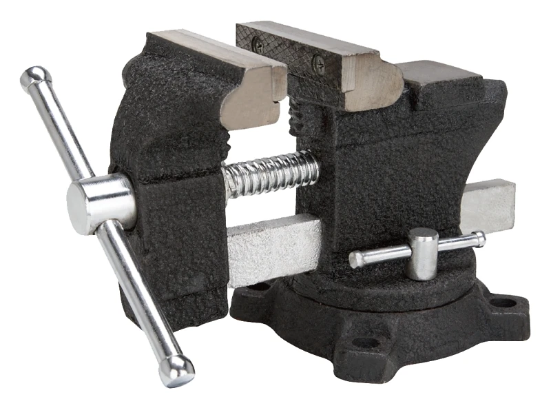 Heavy-duty Bench Vise With 3-1/2 Inch Jaw Opening And Swivel Base