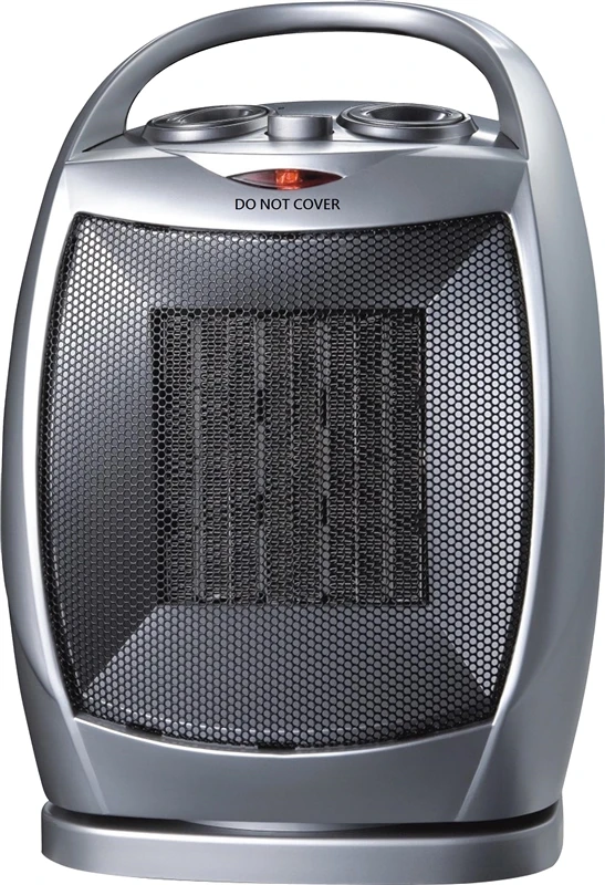 Oscillating Ceramic Heater Fan With Thermostat, 750/1500 Watts, Compact Size