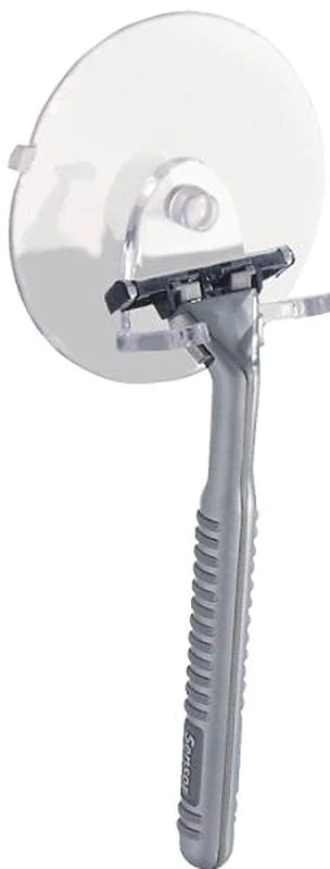 Suction Mounted Clear Razor Holder Model 28400 For Bathroom Organization