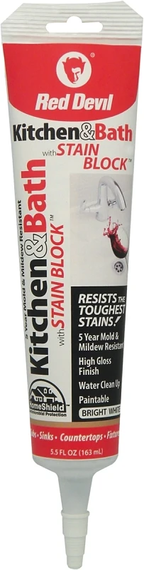 Premium Kitchen And Bath Stain Block 5.5 Oz. White Caulk Sealant