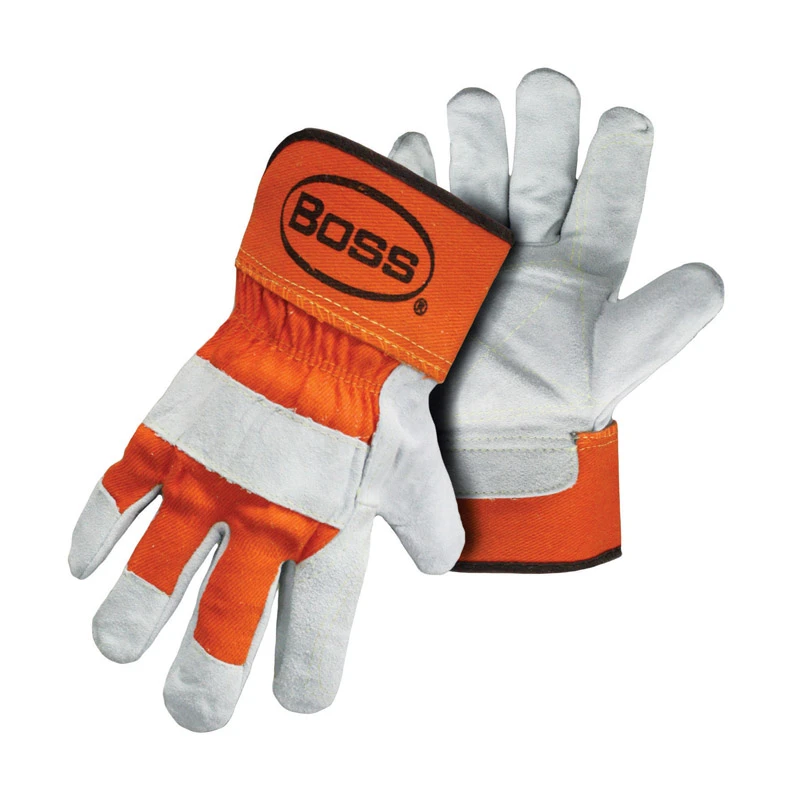 Unisex Indoor/outdoor Leather Work Gloves - Orange - Large - 1 Pair