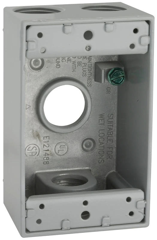 Die-cast Aluminum Weatherproof Junction Box 16.5 Cubic Inches Gray