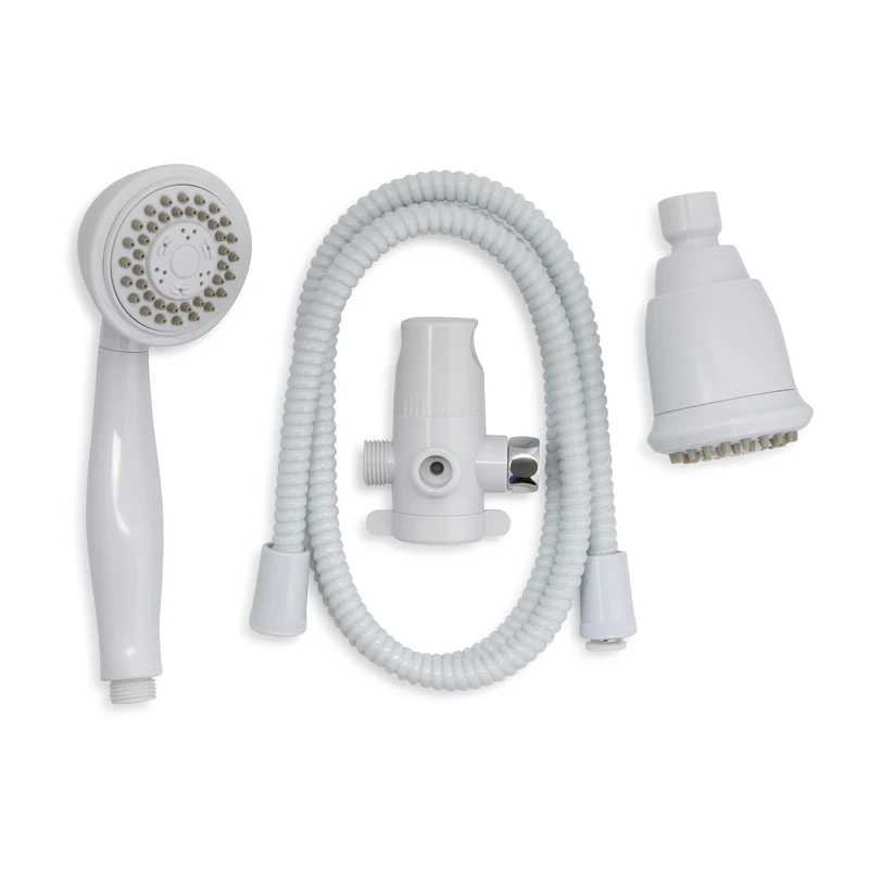 Stylewise White Plastic 3-function Showerhead Combo With 60 Inch Hose, 1.8 Gpm