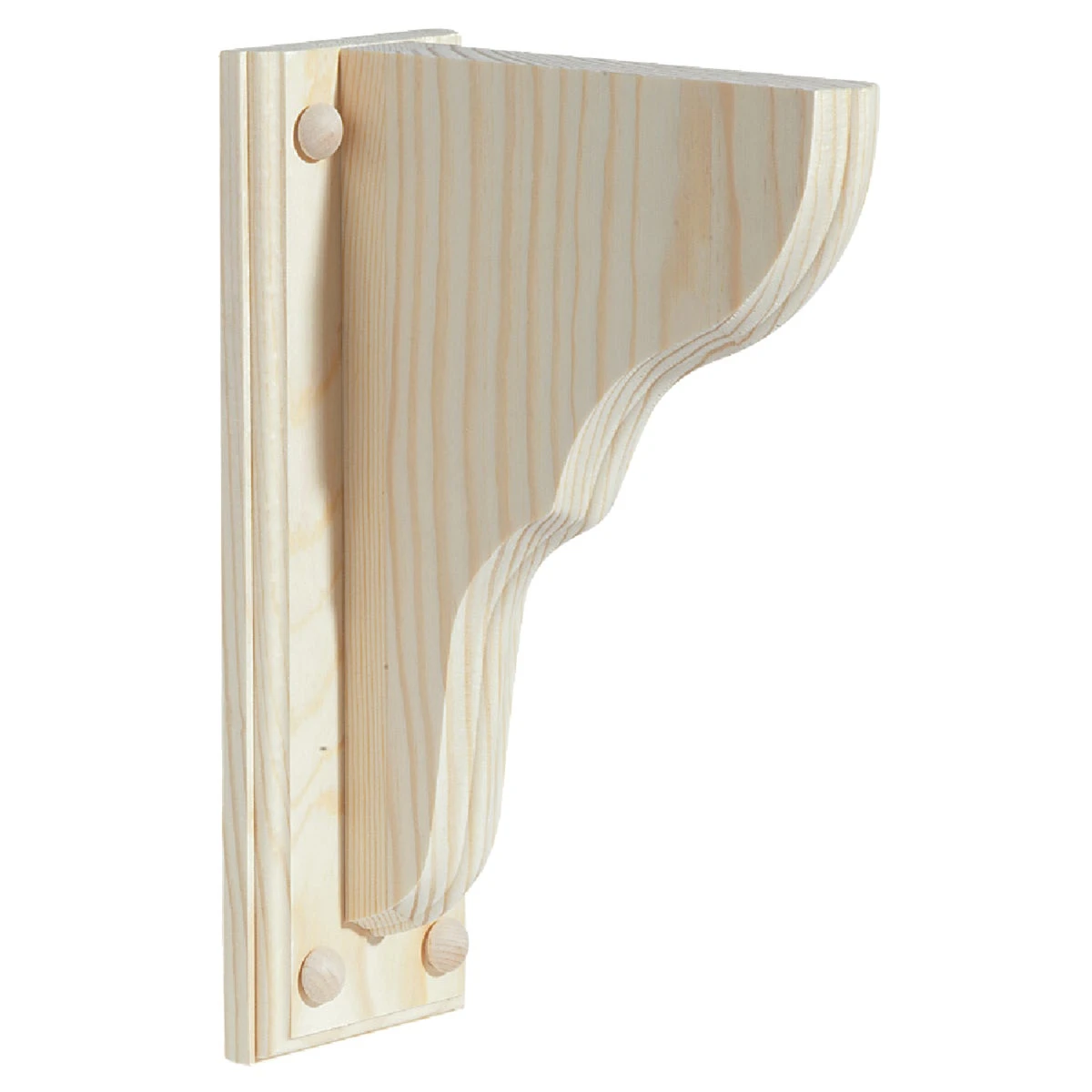 7-3/4" D X 11-1/4" H Natural Wood Shelf Bracket With Backplate