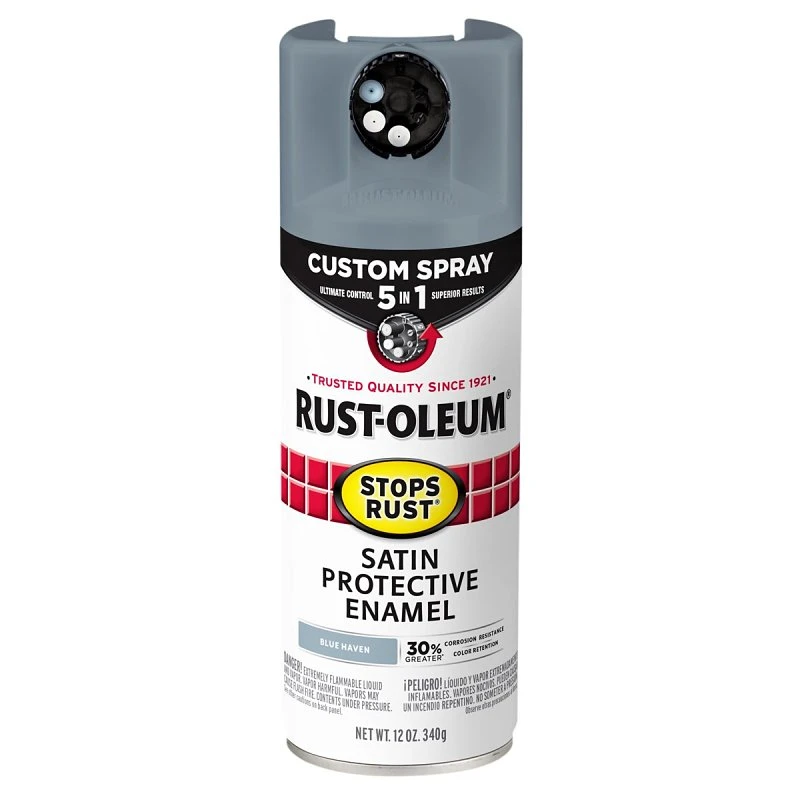 Stops Rust Custom Spray 5-in-1 Spray Paint, Satin Blue Haven, 12 oz.