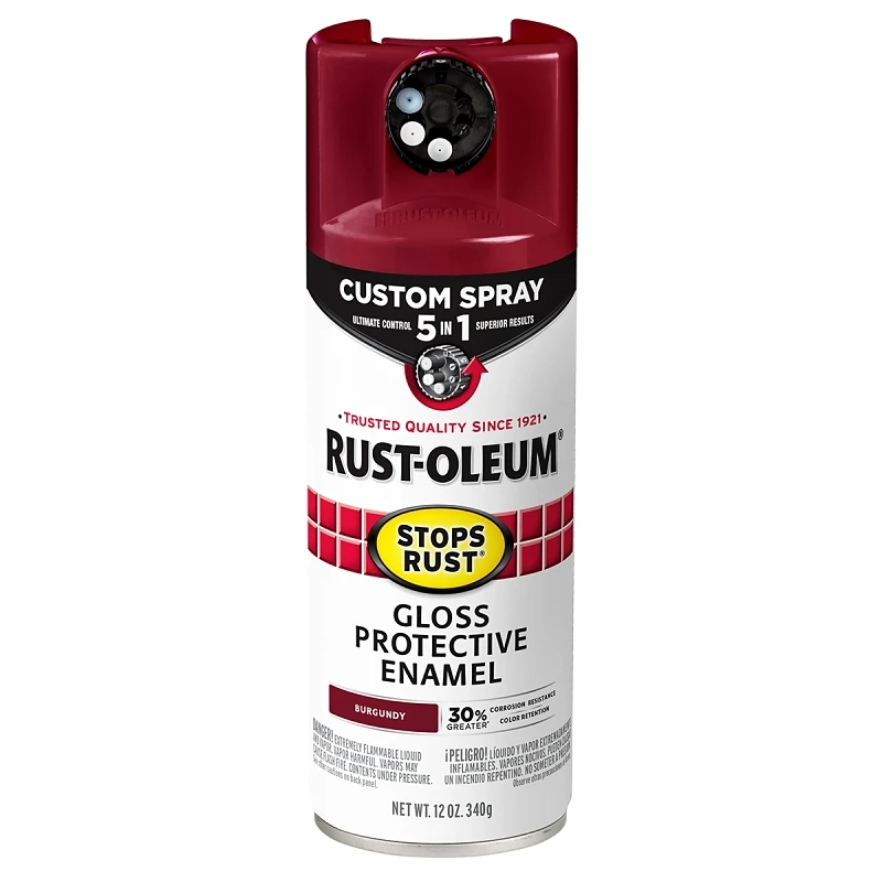 Stops Rust Custom Spray 5-in-1 Spray Paint, Gloss Burgundy, 12 oz.