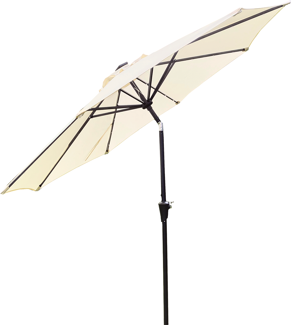 9' Tilt/crank Patio Umbrella With Led Solar Lights For Outdoor Comfort