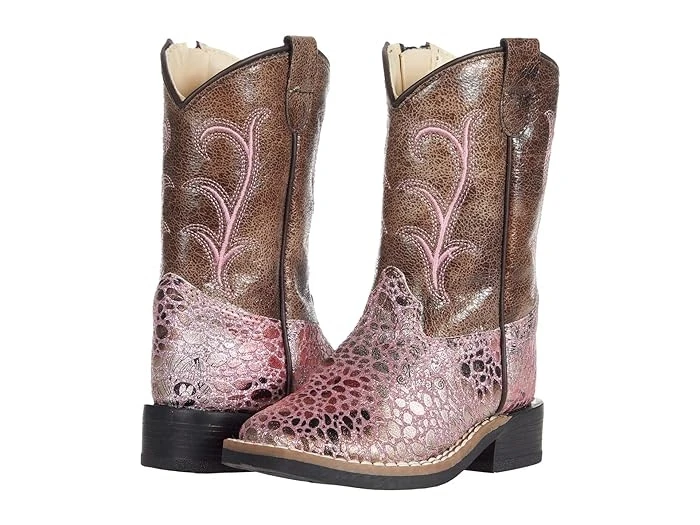 Toddler's Glitter Leatherette Broad Square Toe Boots