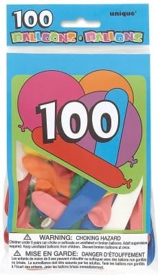 Assorted Shapes, Sizes, and Colors Latex Balloons, 100ct