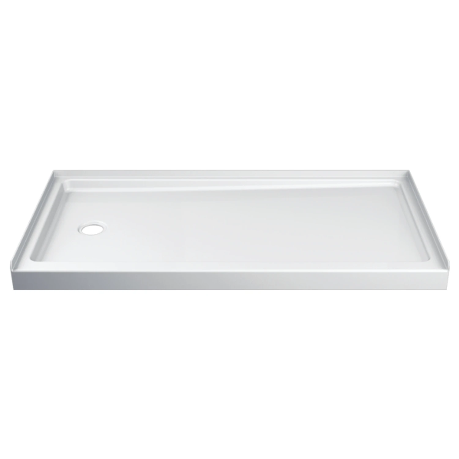 Hycroft 60 In. W X 30 In. D Left Drain Shower Floor & Base In White