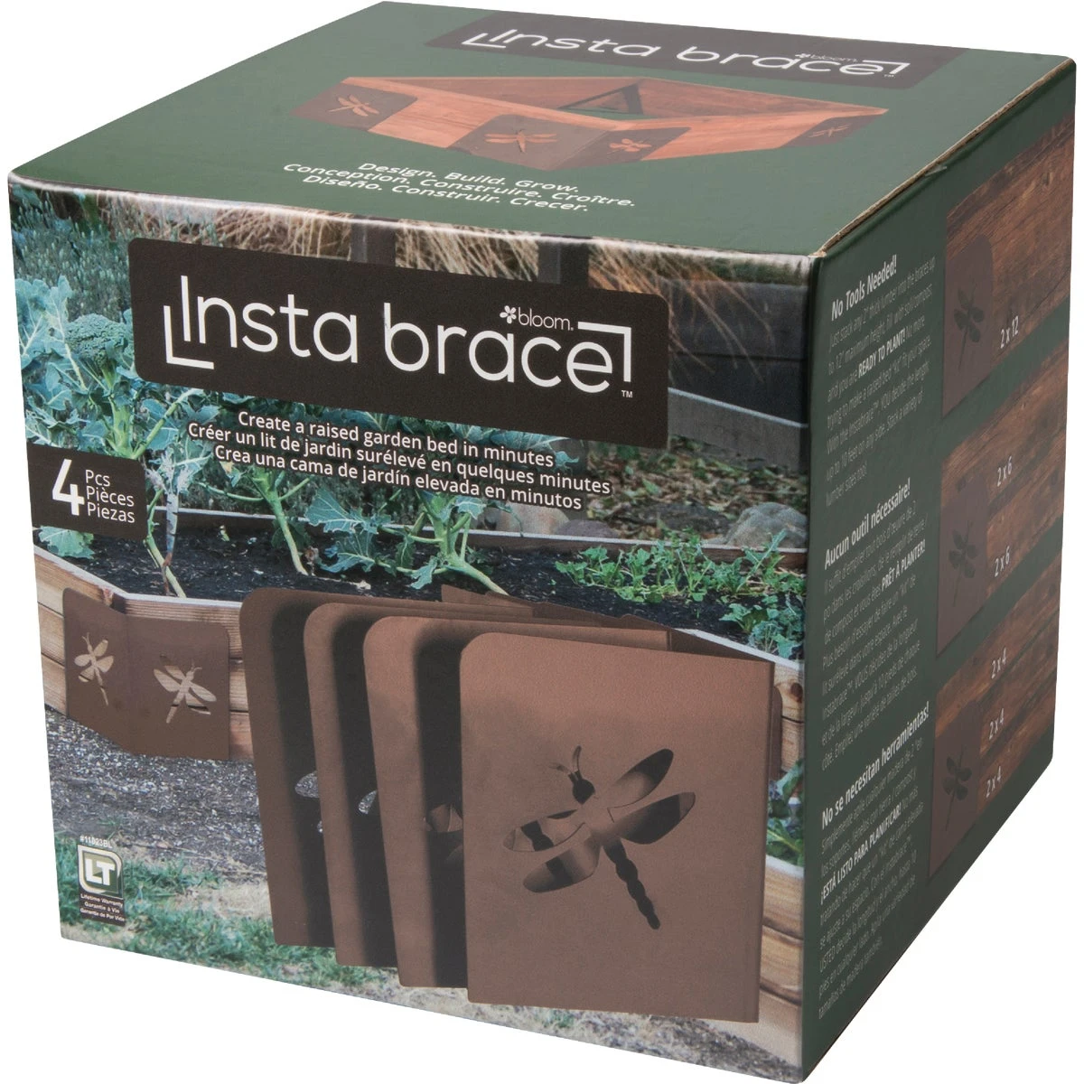 Bloom Instabrace Brown Steel Dragonfly Raised Garden Bed Bracket (4-Pack)