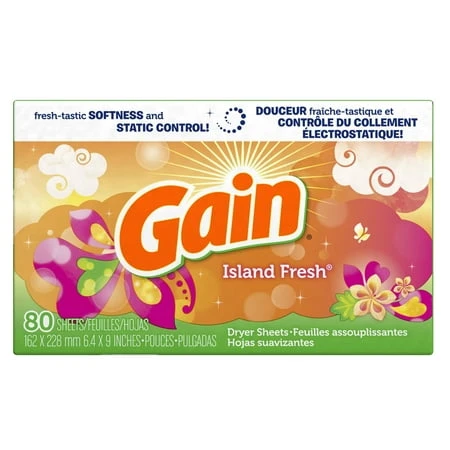 Gain Dryer Sheets, Island Fresh Scent, 80 count (Pack of 3)