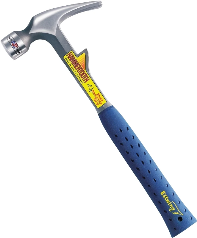 22 Oz. Solid Steel Hammertooth Hammer With Blue Nylon Vinyl Shock Reduction Grip