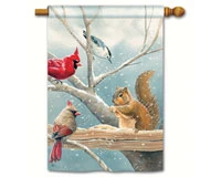 Winter Snacktime Standard House Flag 28 X 40 Inches Polyester
