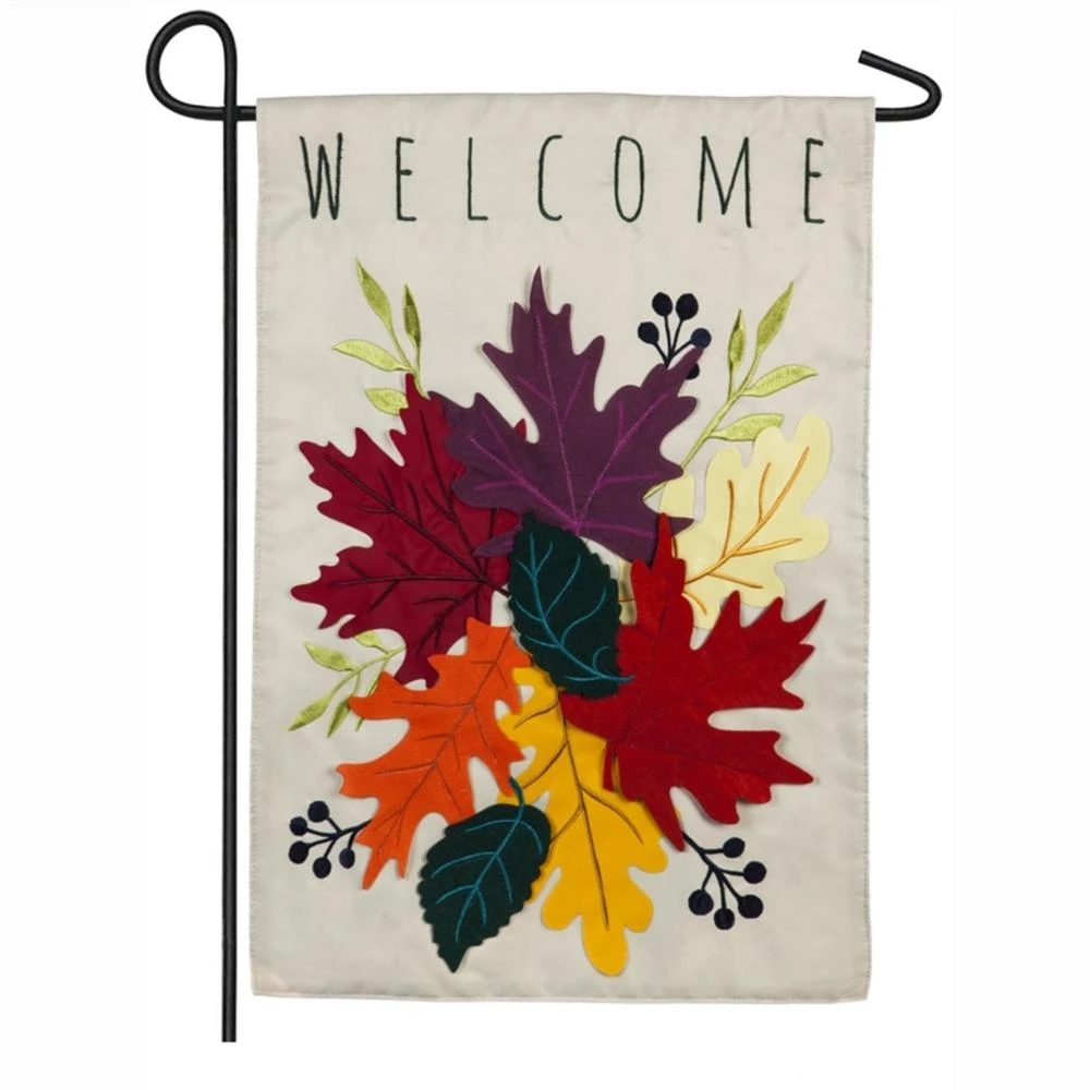 12.5 In. X 18 In. Welcome Leaves Garden Applique Flag