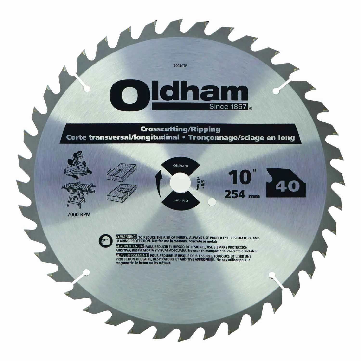 10 In. Dia. X 5/8 In. Carbide Tipped Circular Saw Blade 40 Teeth 1 Pk