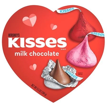 Kisses Valentine's Day Milk Chocolate Candy Heart Box - 6.5 Ounces