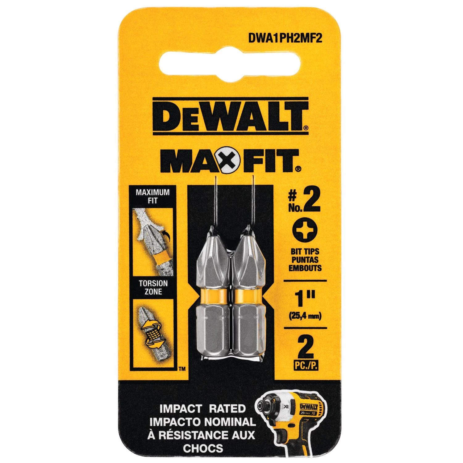 Max Fit Phillips #2 X 1 In. L Screwdriver Bit Set Steel 2 Pk