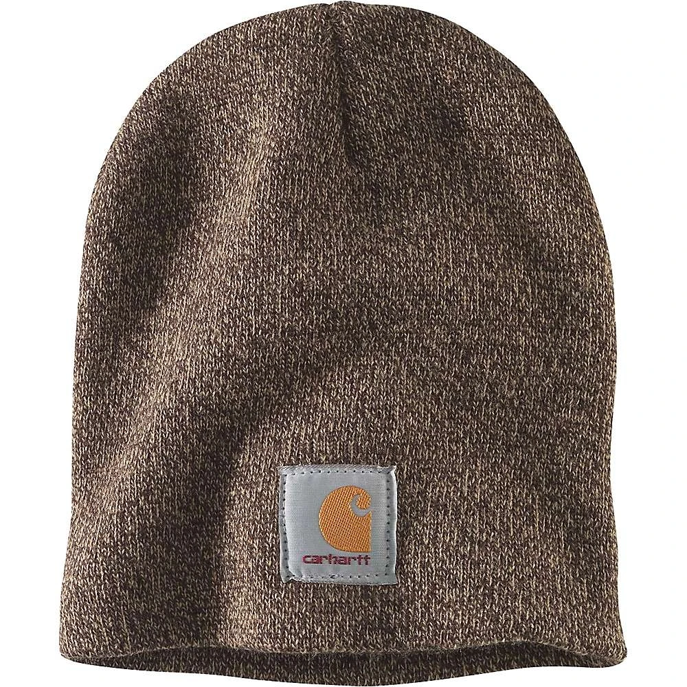 Men's Acrylic Knit Hat In Dark Brown And Sandstone