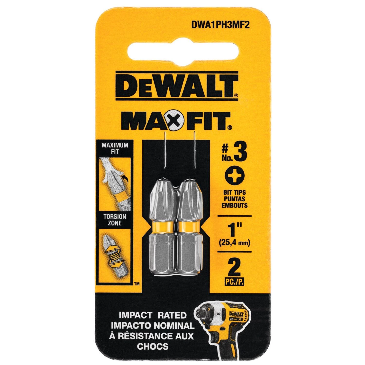 Max Fit Phillips #3 X 1 In. L Screwdriver Bit Set Steel 2 Pk - Impact Rated