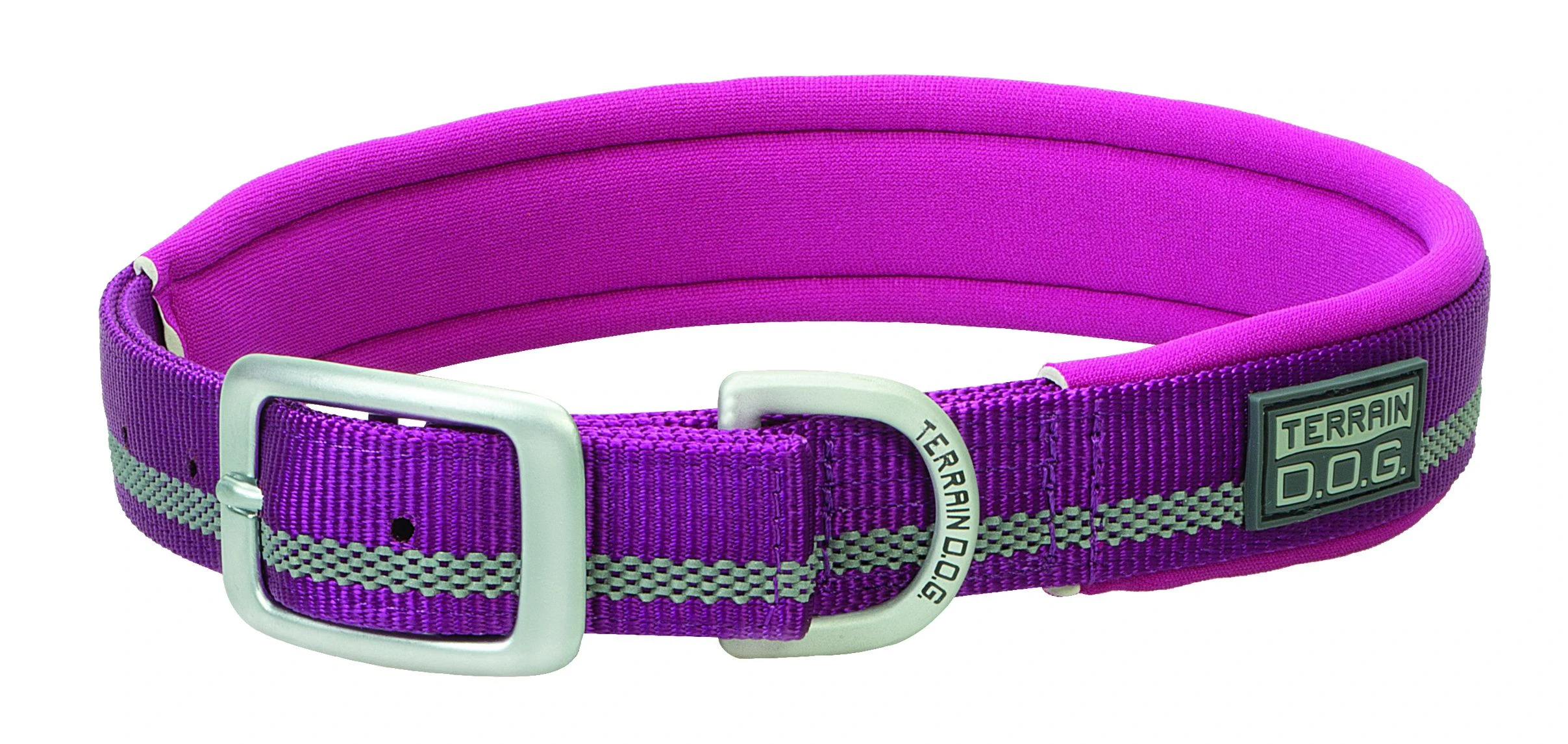 Terrain Reflective Neoprene Lined Dog Collar, Purple, 3/4" X 15"