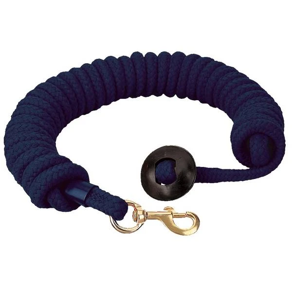 Navy 3/4" X 25' Weaver Cotton Round Lunge Line With Rubber Stopper And Brass Snap
