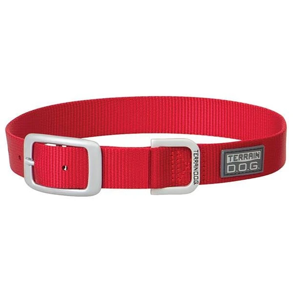Durable Nylon Single-ply Dog Collar, Red, 3/4 Inch X 17 Inch