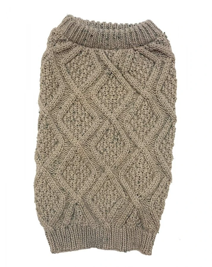 St02255 14-19 Inch Outdoor Dog Fisherman Sweater In Taupe - Medium Size