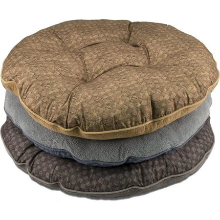 35 Inch Tufted Round Reversible Plaid Pet Bed - Cozy Comfort For Pets