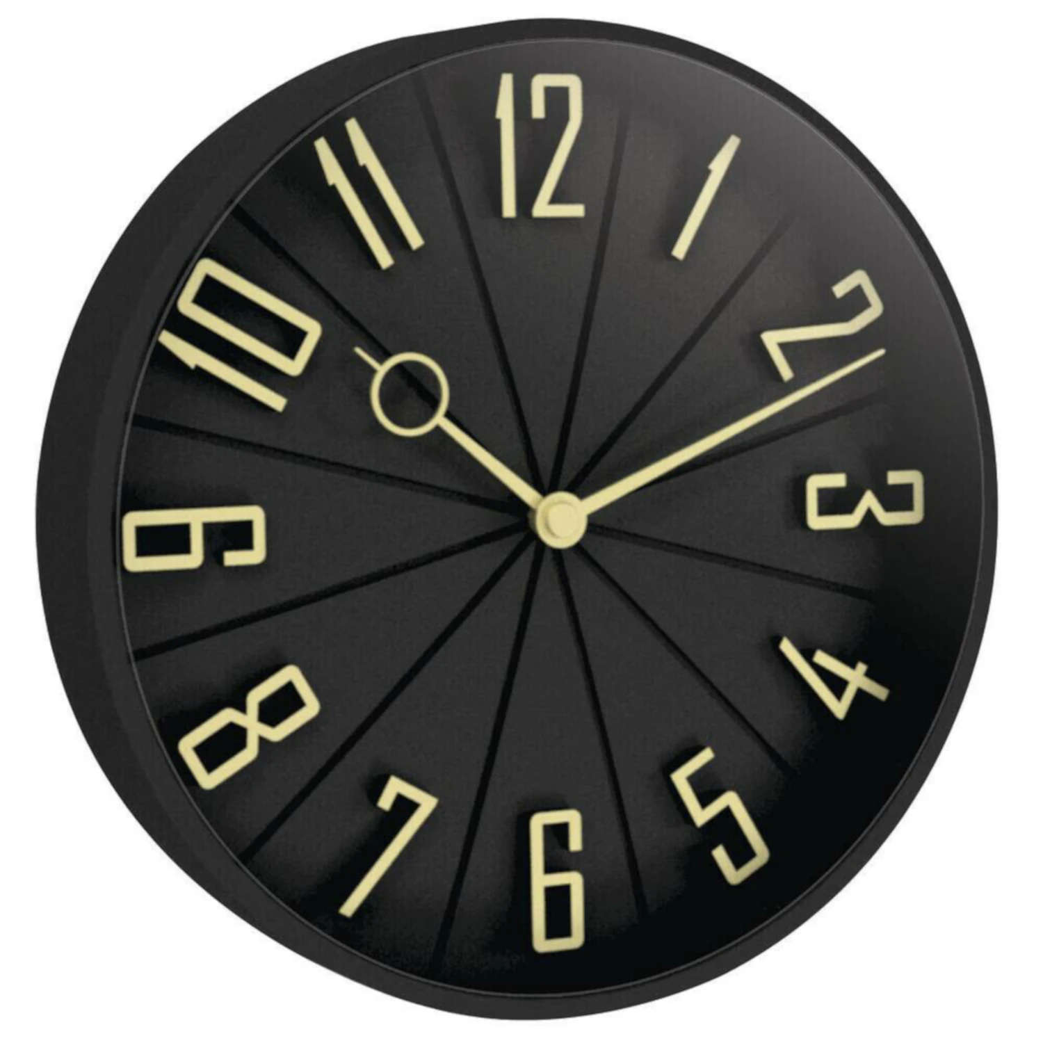 12 In. L X 12 In. W Indoor Modern Analog Wall Clock - Black Glass/plastic