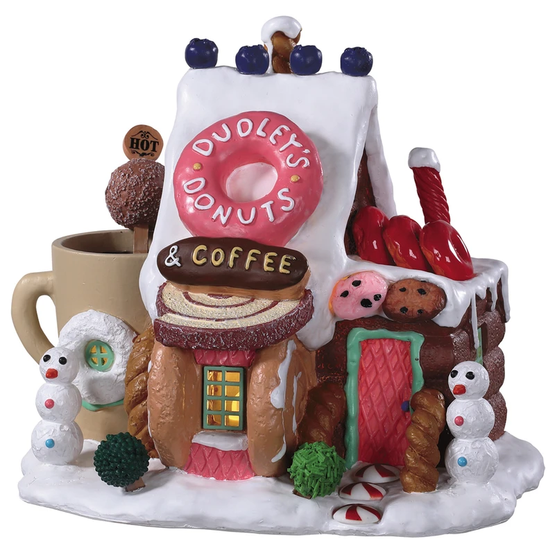 Dudley's Donut Shop Christmas Village Multicolored 5 In. Polyresin Decoration