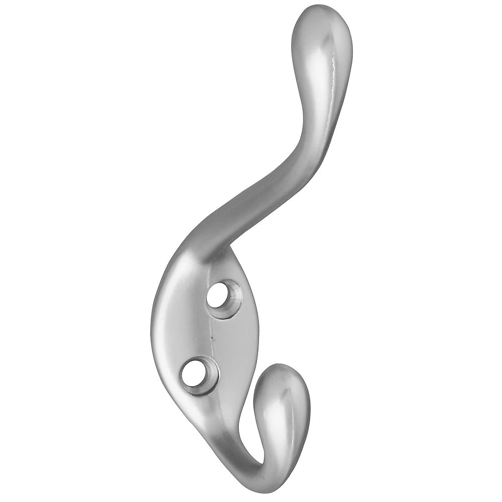 Heavy-duty Satin Chrome Wardrobe Hook - Die-cast Zinc, 4.5 In. Height