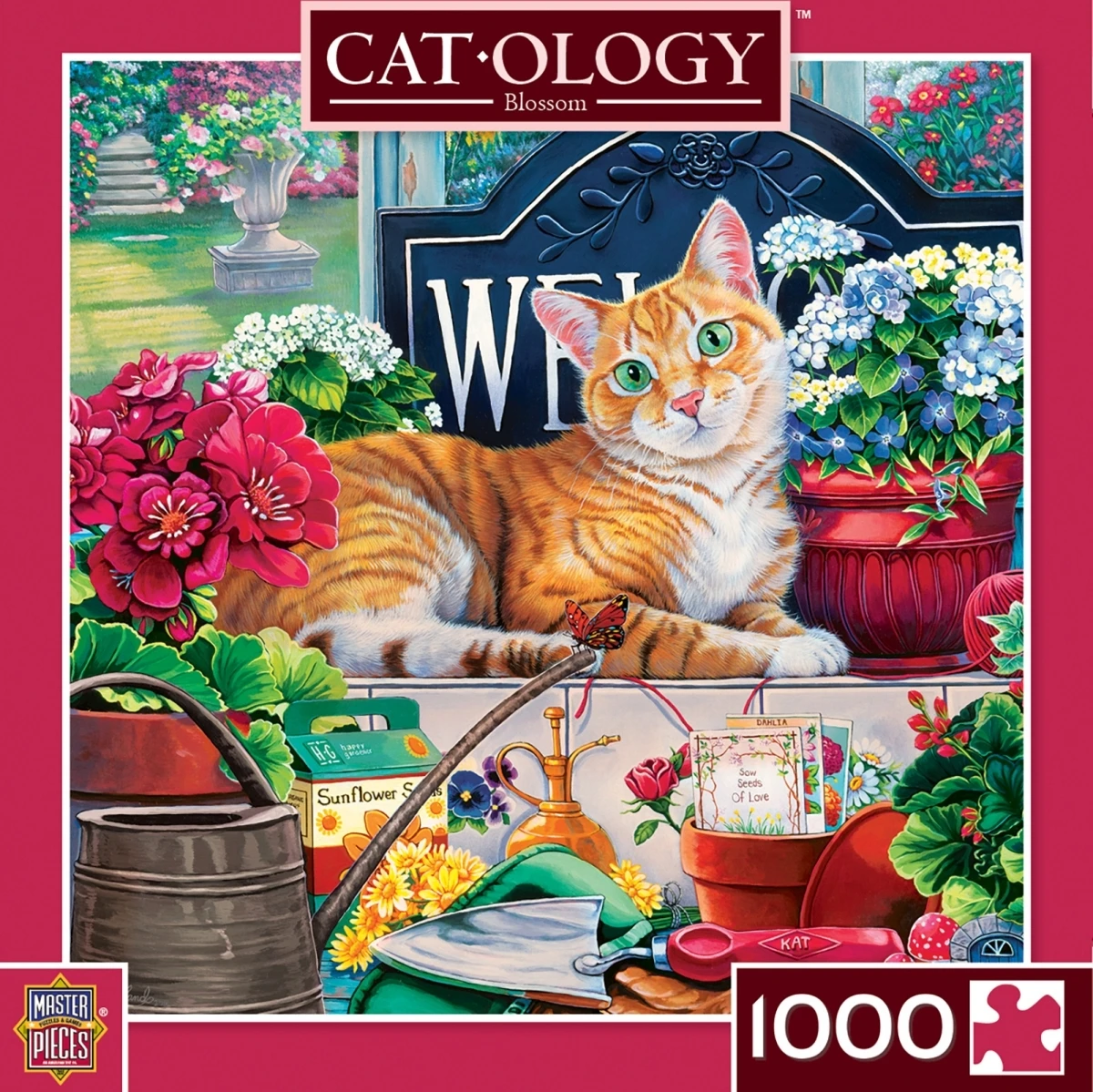 Jenny Newland Catology Blossom Square Jigsaw Puzzle 25 X 25 In. 1000 Piece
