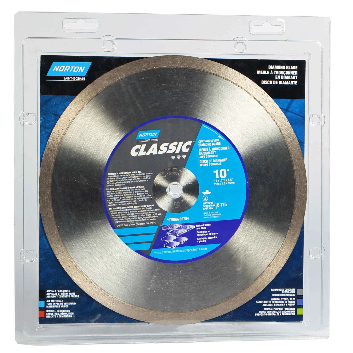 10 Diamond Continuous Rim Saw Blade 0.07 In. 5/8 For Hard Materials
