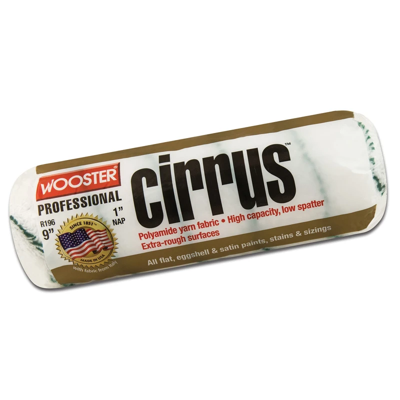 Wooster  Cirrus  Yarn  1 in.  x 9 in. W Paint Roller Cover  1 pk For Extra Rough Surfaces Regular