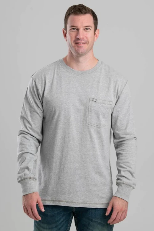 Workvent Performance Long Sleeve Pocket T-shirt, Heather Grey, Large, Model Bsm42