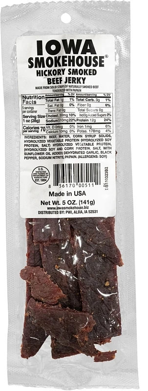 Hickory Smoked Beef Jerky 5 Ounce Packet - High Protein Snack